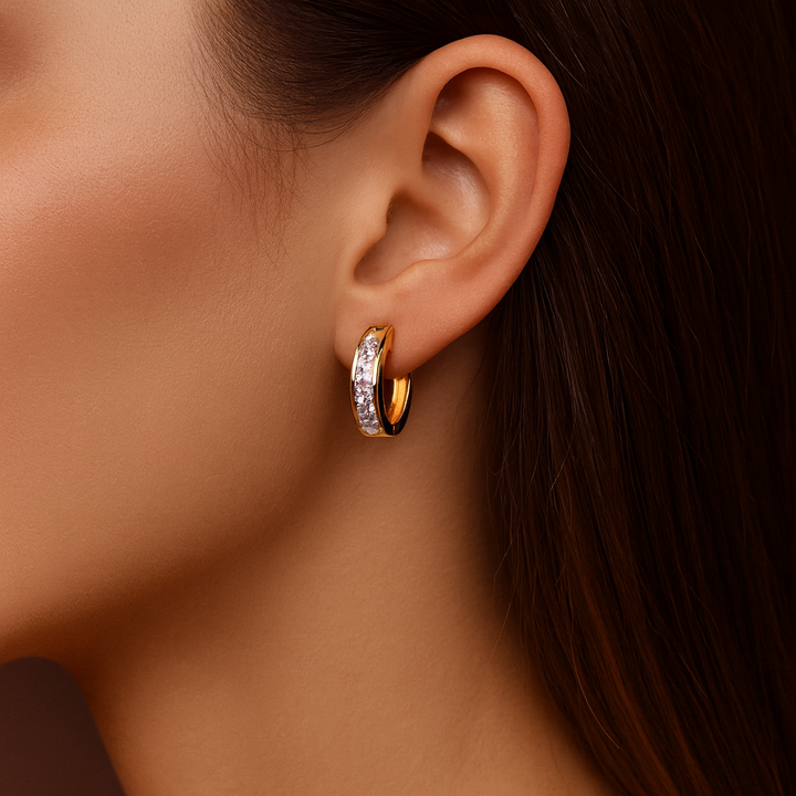 Pavlína - Elegantní zlaté a krystalové náušnice