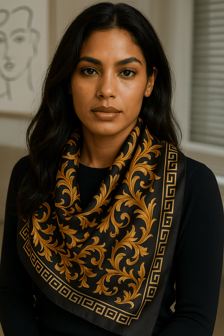 Galina Musta Foulard (100 % Hedvábí - 88 cm)