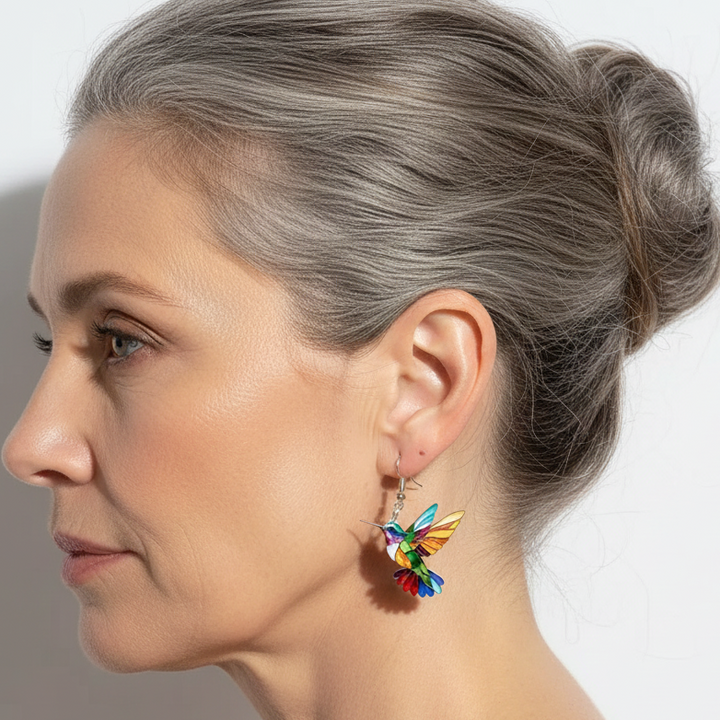 Barevné náušnice s kolibříky