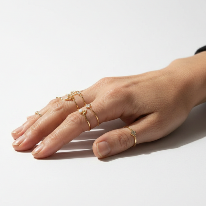 Sada zlatých bohémských prstenů