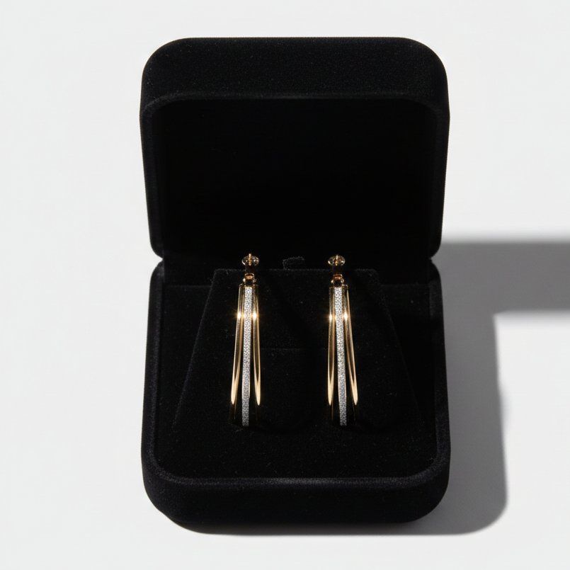 Lia - Zlaté retro kruhové náušnice