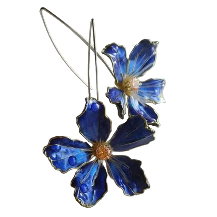 Bliss - Vintage modré květinové náušnice
